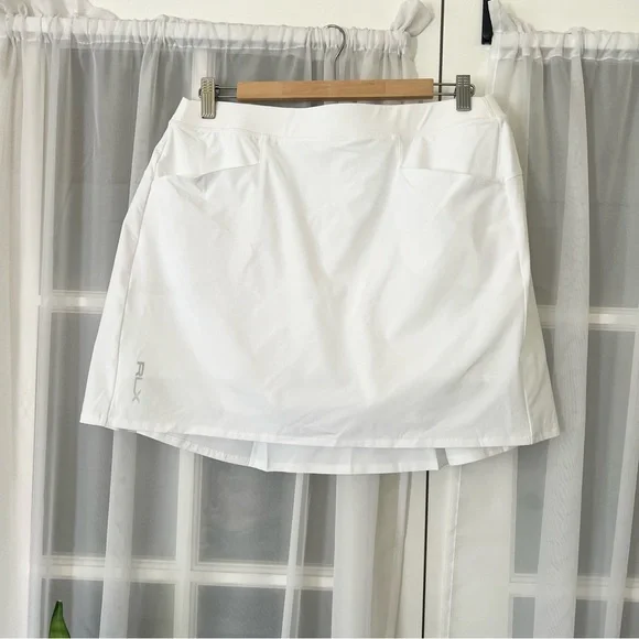 NWT RLX Ralph Lauren White Mini Pleated Tennis Skirt Skort Women's Sz L - Picture 2 of 12